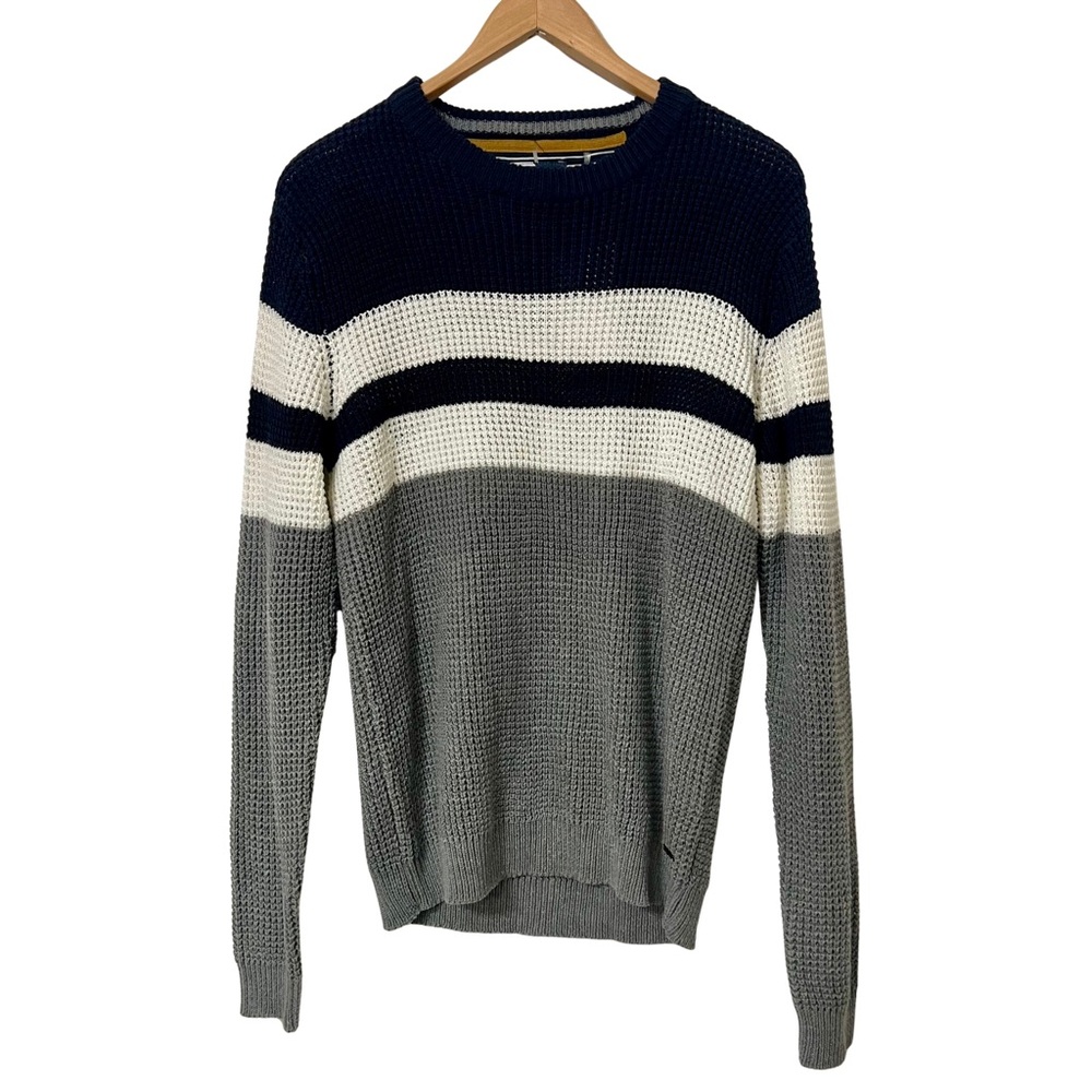 Denim & Flower Womens XL Knit Crewneck Sweater Pullover Colorblock Preppy‎ NWT